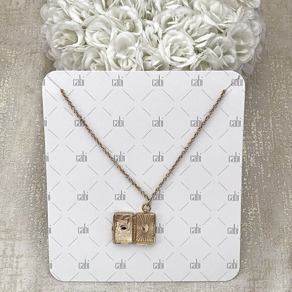 Cabi Diary Gold Tone Locket Necklace NWT - Picture 3 of 10